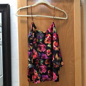 Paper Crane Two Tiered Spaghetti Strap Floral Top